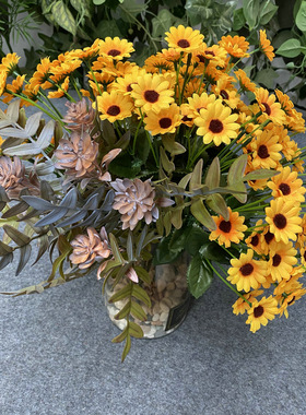 栽仿装扮小太阳花仿真花向日葵婚庆婚礼拍摄道具家居墙面装饰摆件