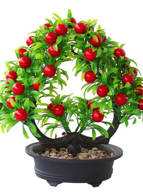仿真植物盆栽桌面绿植摆件家居客厅摆设塑料花富贵果盆景发财树