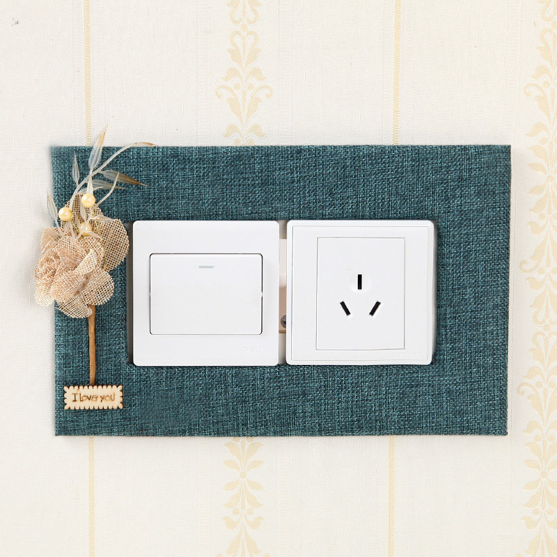双开关贴墙贴家用插座保护套布艺蕾丝现代简约创意防尘开关装饰贴