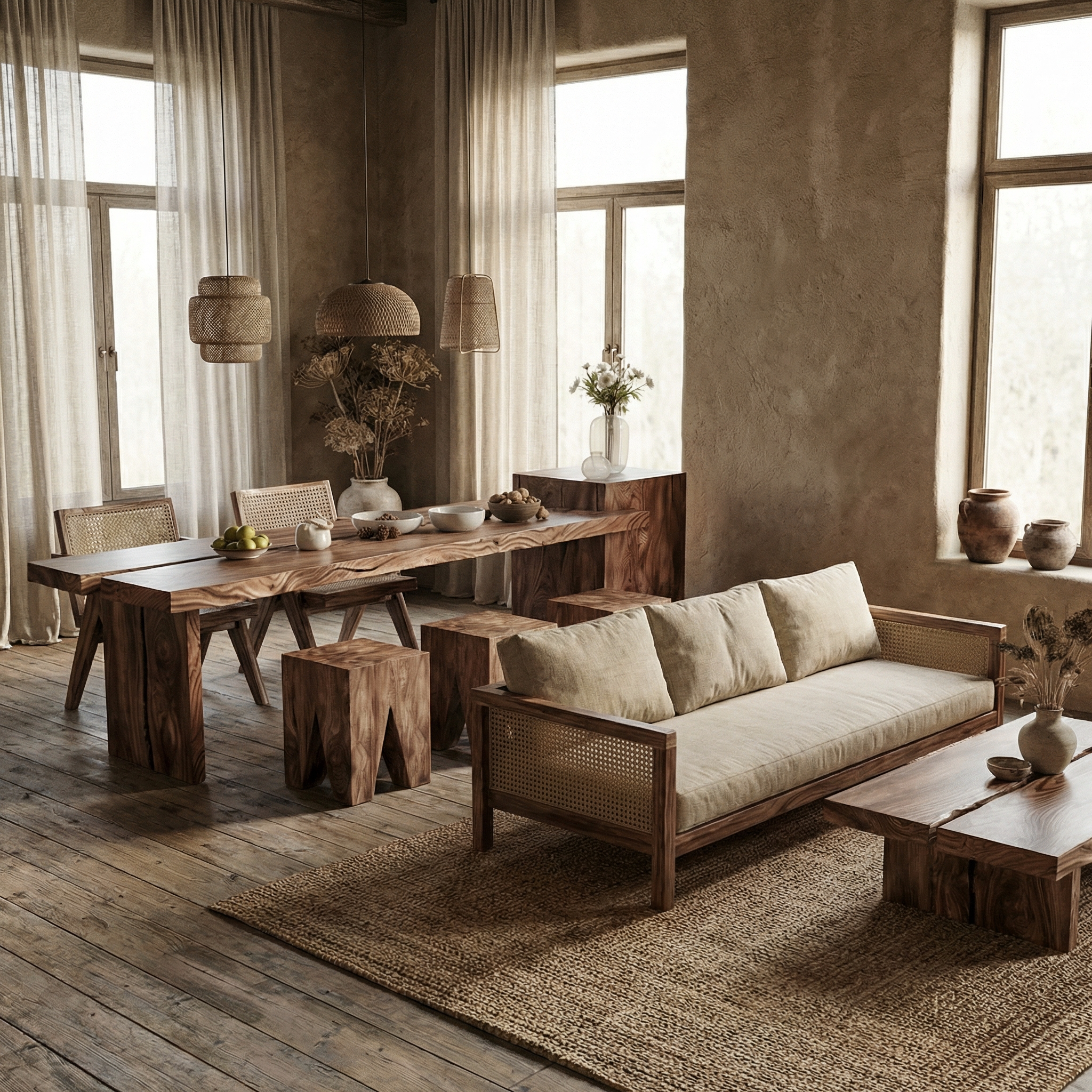 中古侘寂风实木餐桌创意个性长方形书桌办公桌复古艺术民宿长条桌