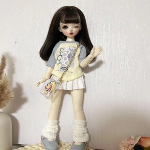 现货可贝贝bjd娃衣4分6分卡肉短袖T恤拼接上衣卫衣胖体SD人偶衣服