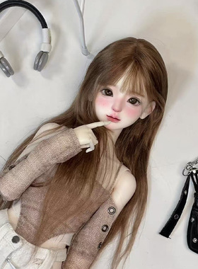 可贝贝bjd娃娃假发3分4分6分mdd熊妹齐刘海长直发高温丝毛坯发