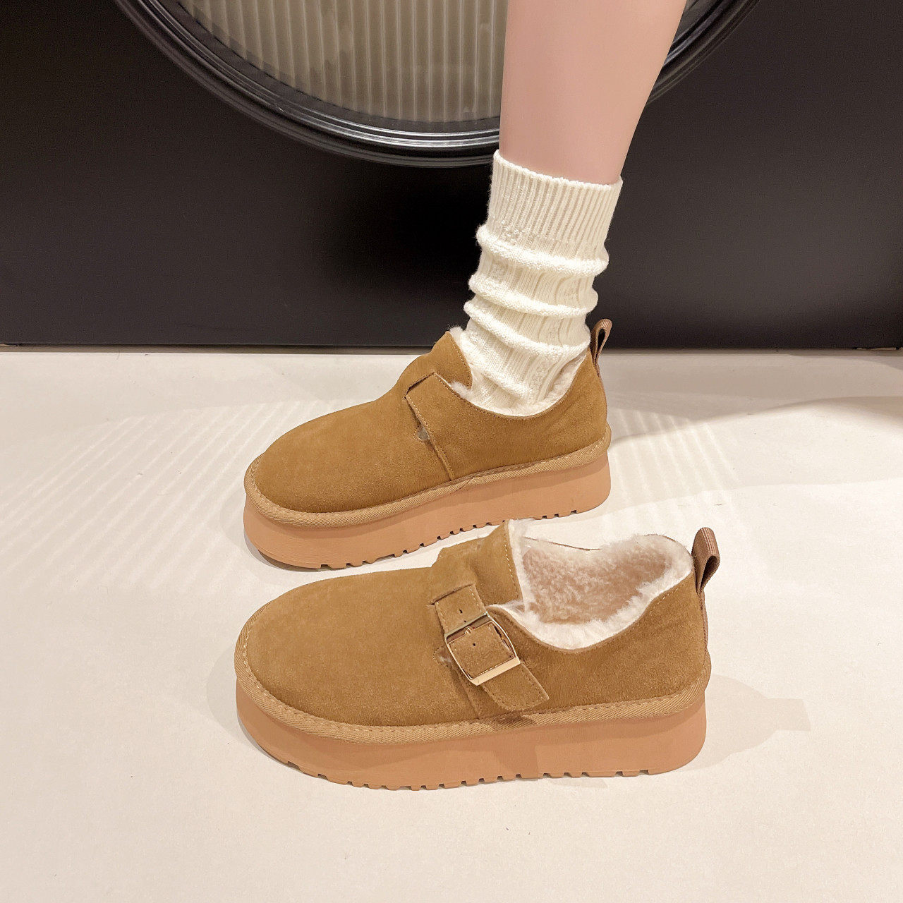 厚底雪地靴女加绒加厚勃肯鞋2026新款冬季保暖低帮面包棉鞋乐福鞋,女鞋,时尚雪地靴,淘宝优惠券,粉丝福利购,淘宝优惠卷