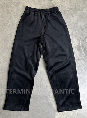 MASTERMIND暗黑风骷髅头烫钻黑色裤子男潮牌高街丝绒宽松休闲长裤