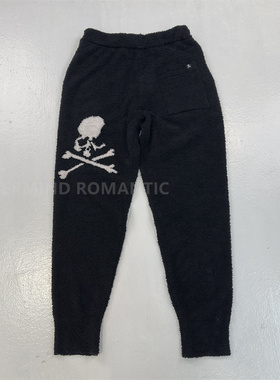 MASTERMIND冬季休闲长卫裤MMJ骷髅头提花毛织休闲束脚裤男女同款