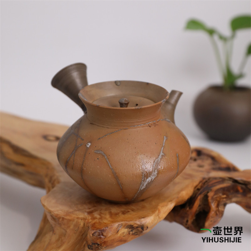 日本常滑烧急须 小西洋平 黄窑变220ml 纯手工日式紫砂侧把陶茶壶
