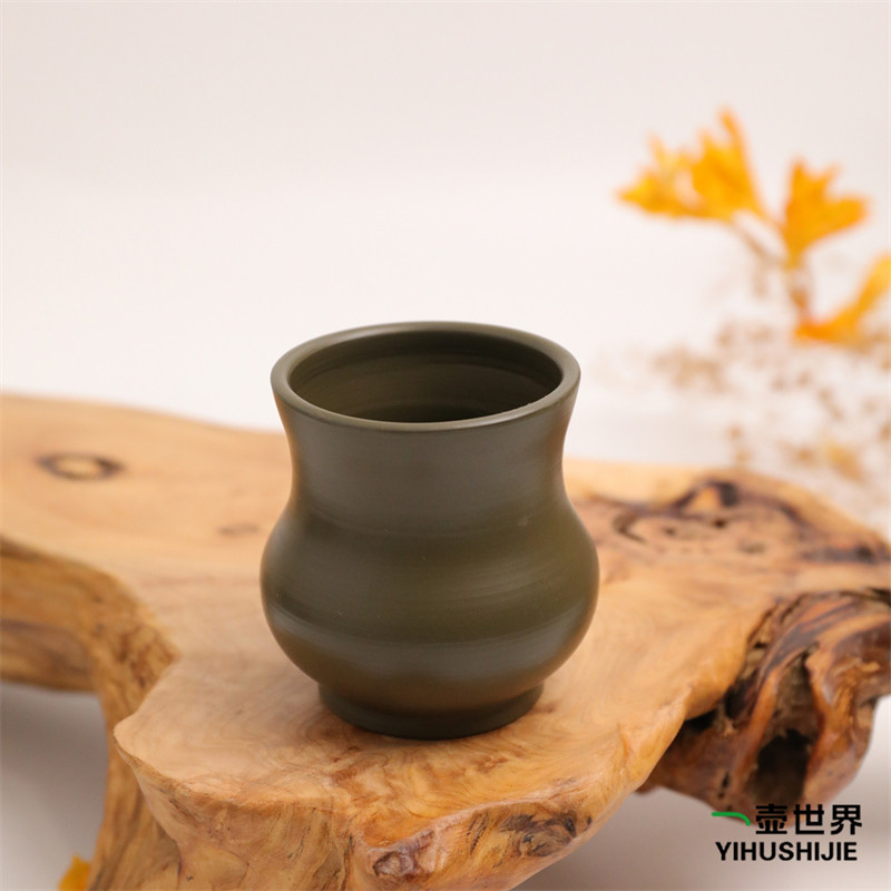 日本常滑烧 云仙 绿泥 杯子 60ml 纯手工日式紫砂陶茶杯茶具