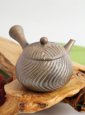 日本常滑烧急须 寿仙 银窑变波纹1 160ml 纯手工日式紫砂侧把茶壶