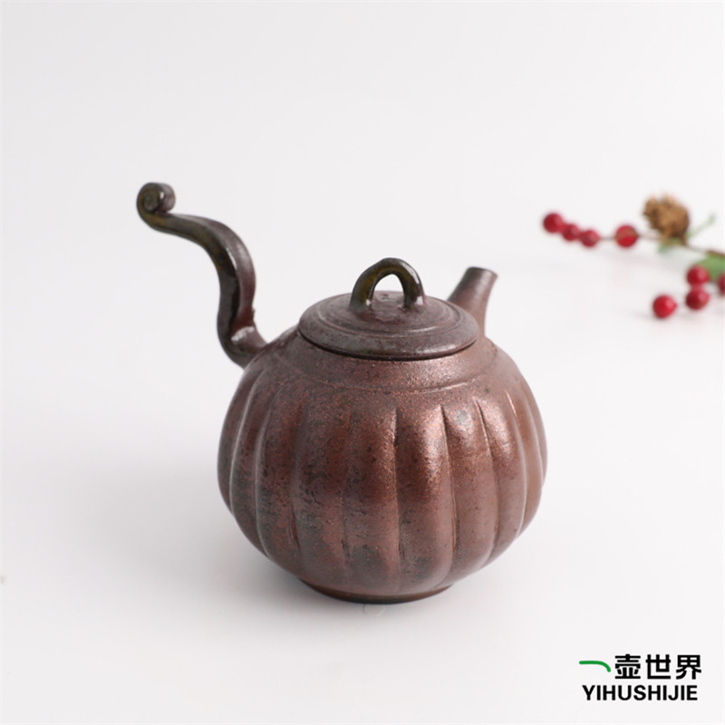 日本常滑烧小西洋平124异型把柴烧220ml纯手工日式紫砂侧把陶茶壶