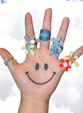 绿场小众花花波点孤品戒指