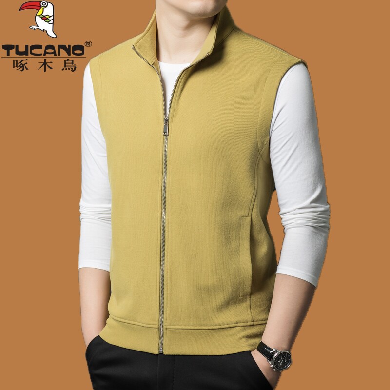 啄木鸟高端立领马甲男薄款针织开衫宽松无袖背心休闲薄款毛衣外套,男装,常规马甲,淘宝优惠券,粉丝福利购,淘宝优惠卷