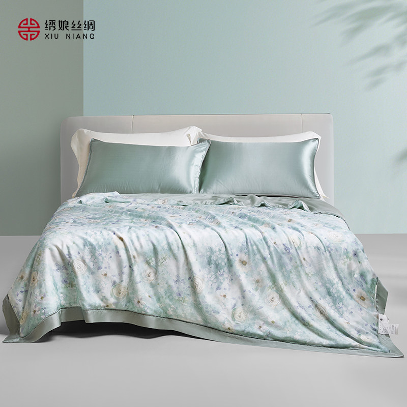 绣娘丝绸夏凉被100%蚕丝填充凉感莱赛尔面料透气顺滑可机洗空调被