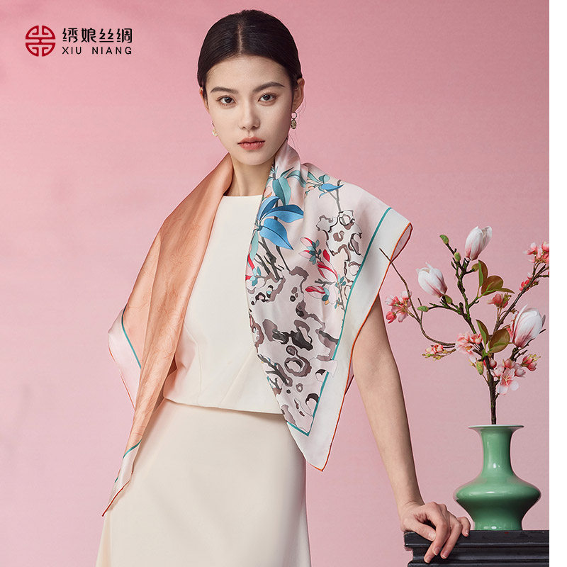 绣娘丝绸真丝丝巾桑蚕丝方巾女新款高级披肩女外搭送女友妈妈礼物