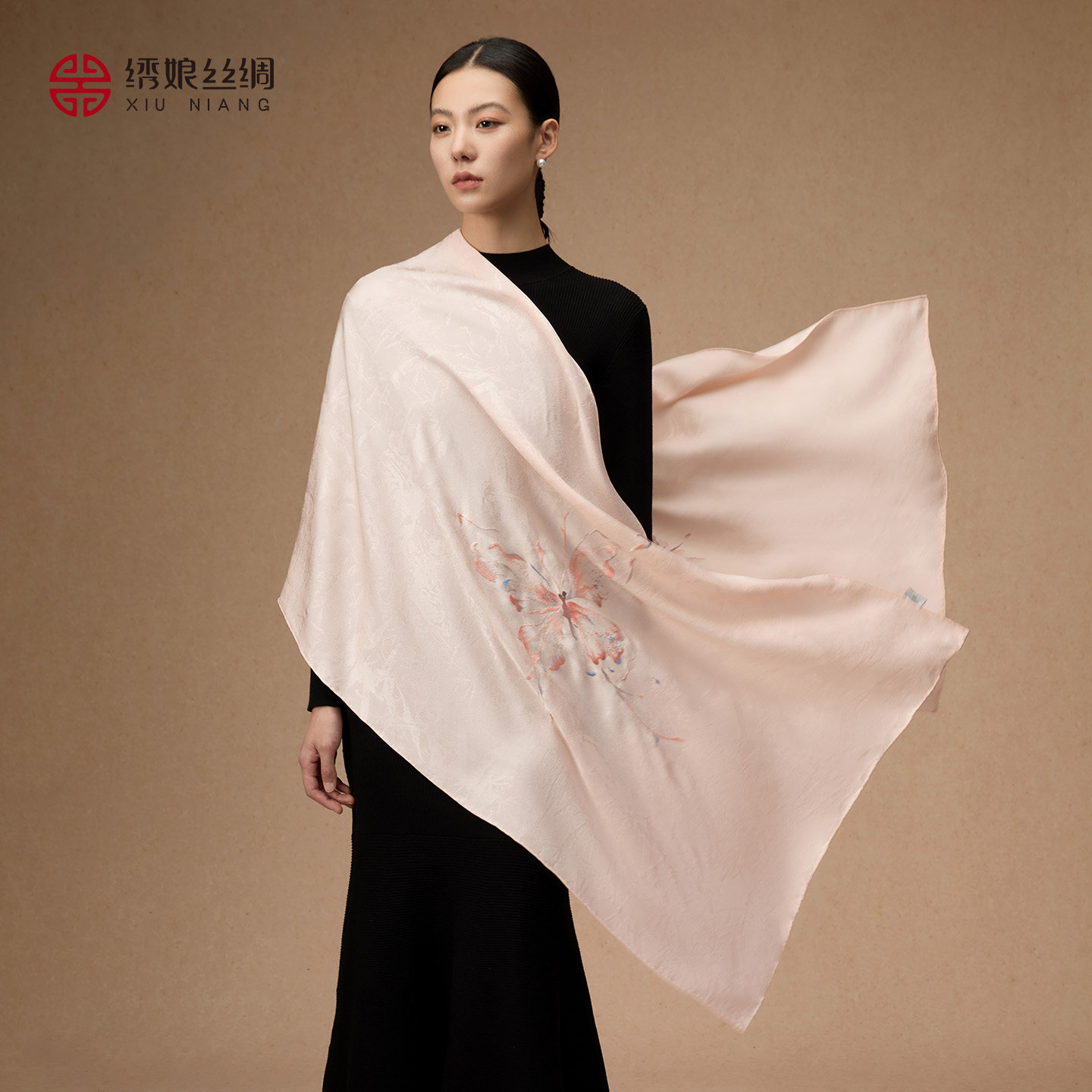 绣娘19姆米堆纱罗手工苏绣丝巾图片