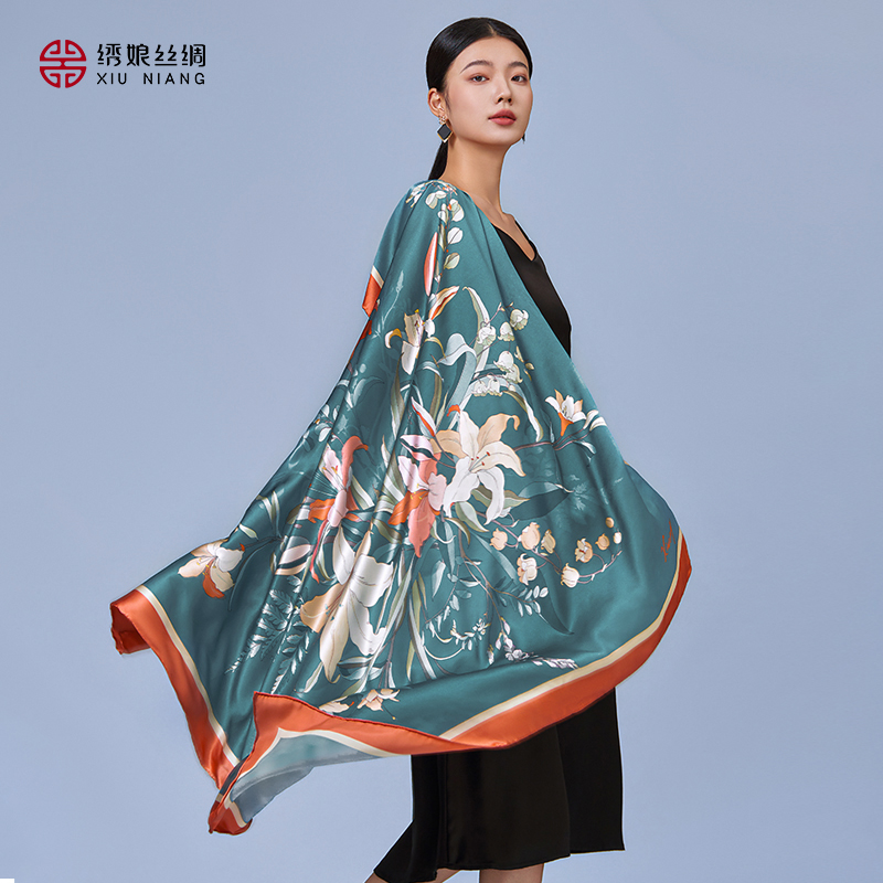 绣娘丝绸官方旗舰店2025新款真丝丝巾女士高端大方巾头巾披肩外搭