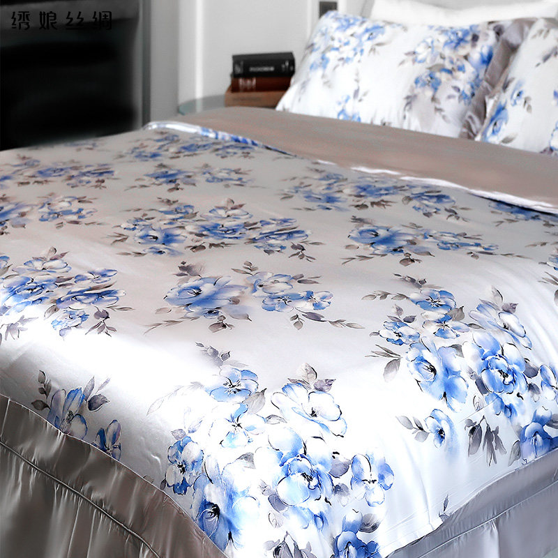 绣娘丝绸真丝床上四件套桑蚕丝高级奢华被套床单床上用品裸睡神器