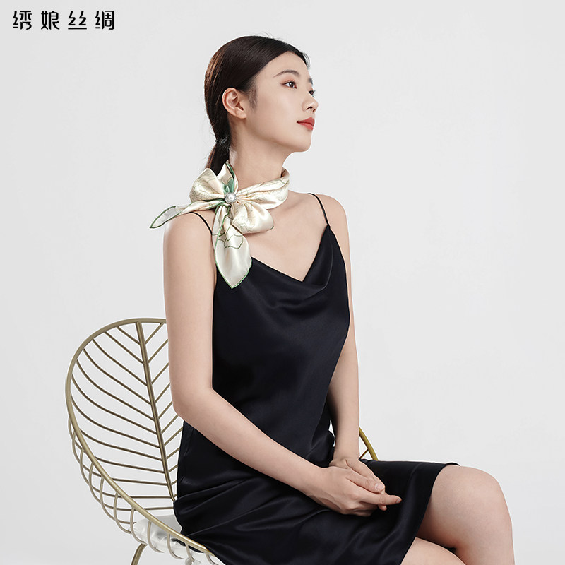 绣娘丝绸100%桑蚕丝真丝丝巾高级感方巾女围巾新款披肩送妈妈礼物