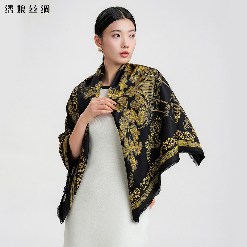 100%桑蚕丝真丝高级披肩大方巾