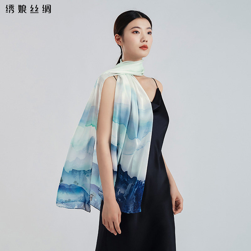 绣娘丝绸100%桑蚕丝雪纺丝巾