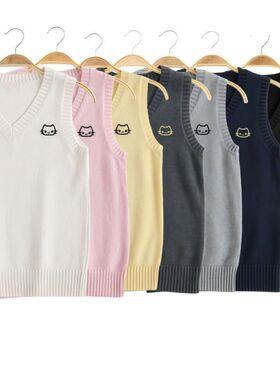 原创【爪爪喵】马甲毛衣JK背心针织日系正版可爱猫咪学院风jk制服