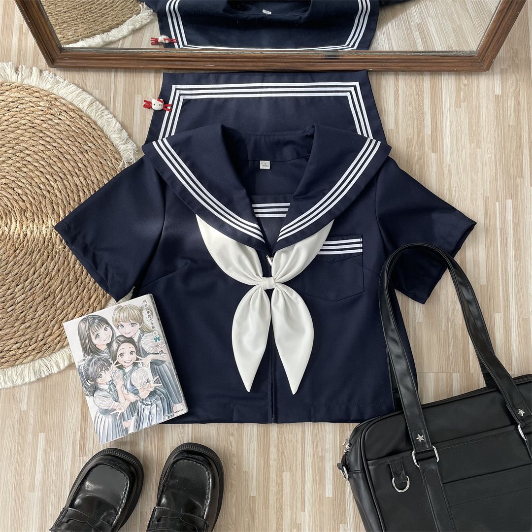反派不中二正版原创jk学院基础款水手服新绀色三本套装日系JK制服