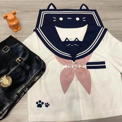 原创正版懒喵日记萌款幼稚园jk制服学院风甜美水手服短袖套装女