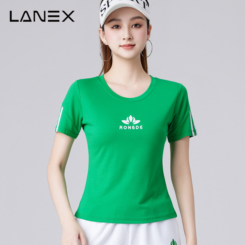 广场舞圆领短袖上衣单件夏天健身操运动服装中老年团体跳舞衣夏款