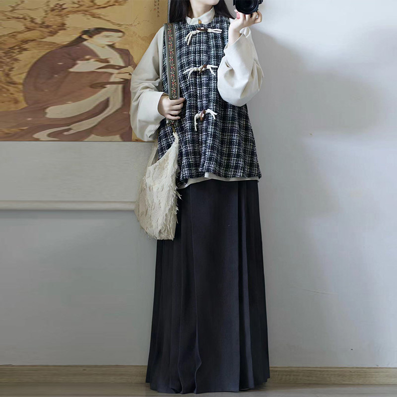 花相知原创-暖暖 明制圆领比甲马面秋冬百搭日常通勤汉服女汉元素,女装/女士精品,汉服套装,淘宝优惠券,粉丝福利购,淘宝优惠卷