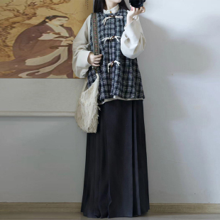 花相知原创-暖暖 明制圆领比甲马面秋冬百搭日常通勤汉服女汉元素