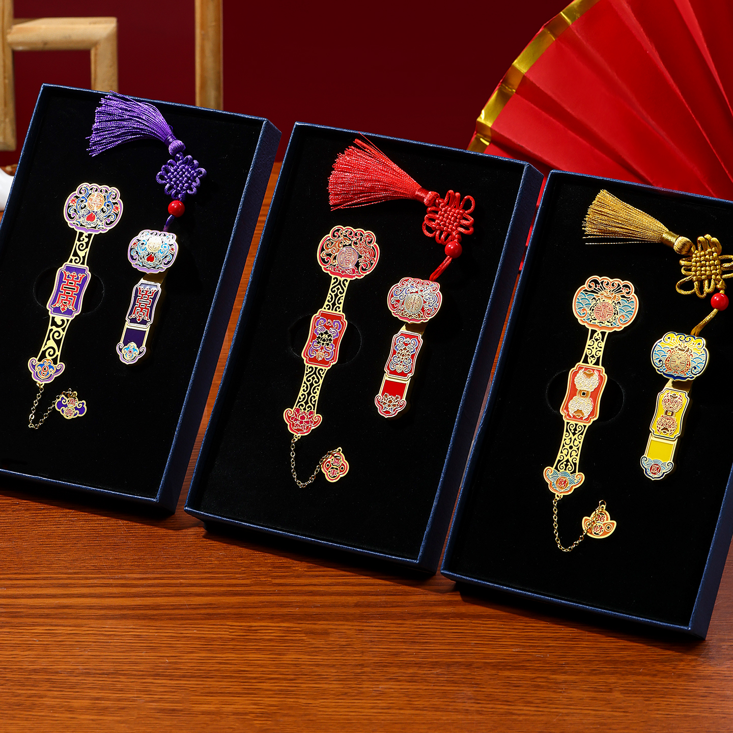 珐琅如意中国风U盘书签礼盒高档公司纪念品商务礼品定制logo刻字