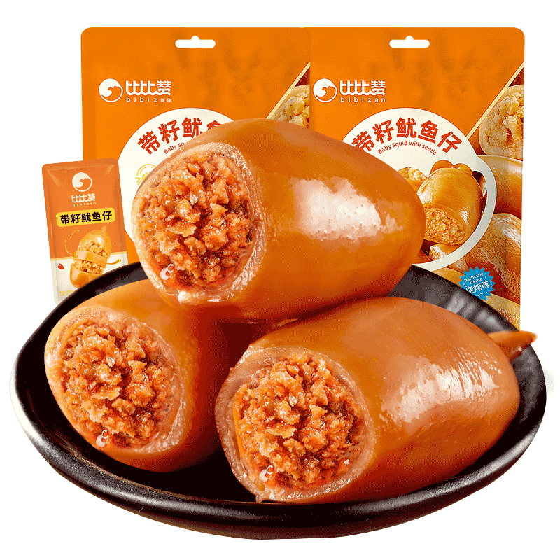 比比赞带籽鱿鱼仔即食下酒菜海鲜海味墨鱼仔零食小吃休闲食品散装