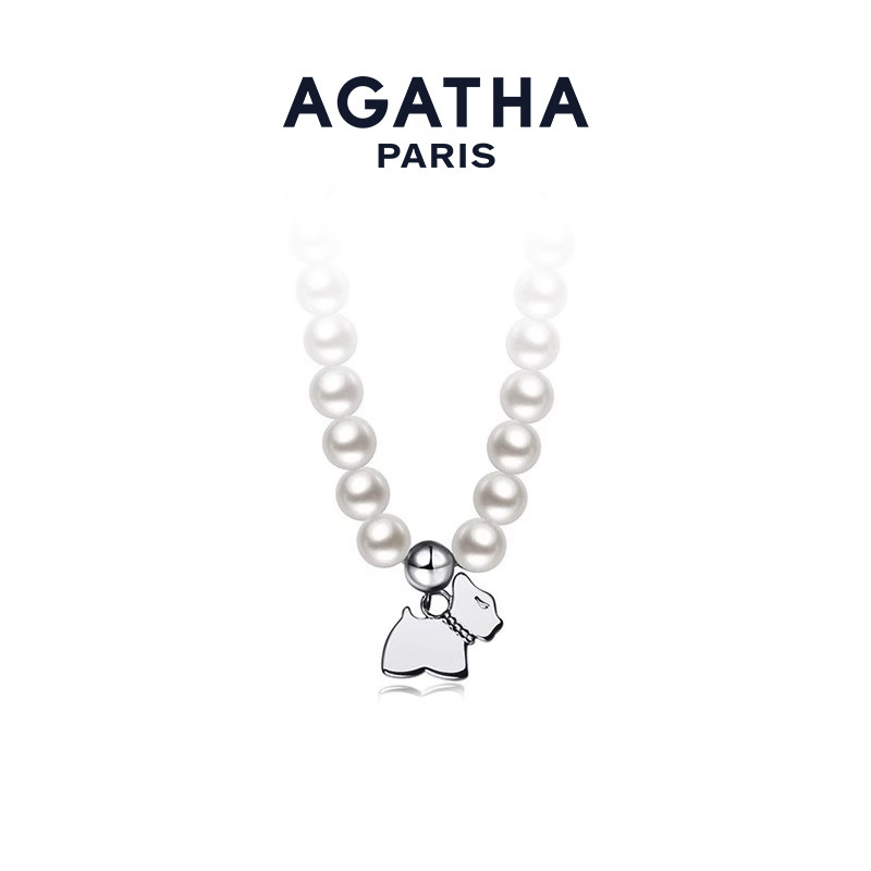 AGATHA/瑷嘉莎仿珍珠小狗项链手链优雅锁骨链38礼物