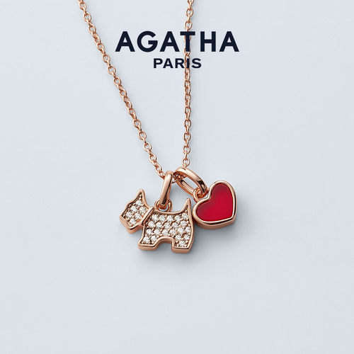 玛瑙爱心小狗项链AGATHA