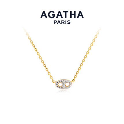 AGATHA/瑷嘉莎经典璀璨系列小猪鼻项链法式轻奢锁骨链设计感气质