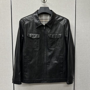 真皮皮衣男头层小牛皮油蜡皮夹克短款 春秋新款 翻领休闲机车皮外套