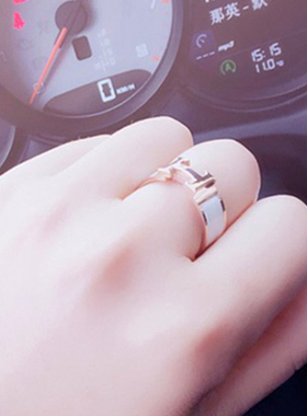 欧美时尚个性新款 戒指女钛钢镀18K玫瑰金 字母指环潮流网红饰品
