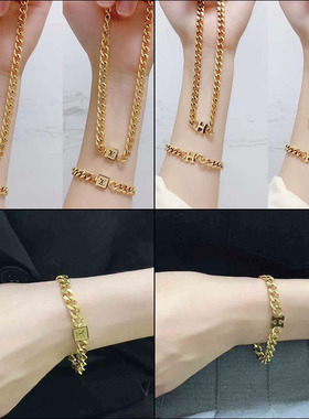 多款可选 欧美 冷淡风韩版粗款  项链 金色太钢短款项链锁骨链