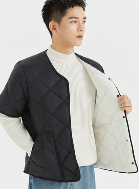 冬季半袖男加厚保暖上衣坎肩马甲短袖中老年羊羔绒棉衣小棉袄棉服