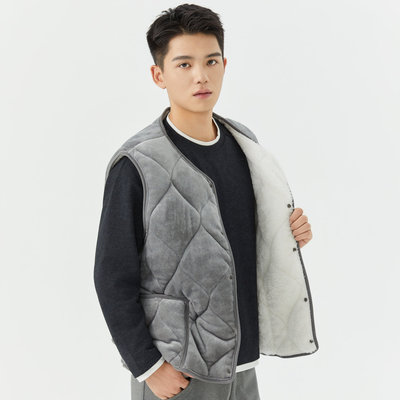 绒面加绒加厚保暖棉马甲背心内穿