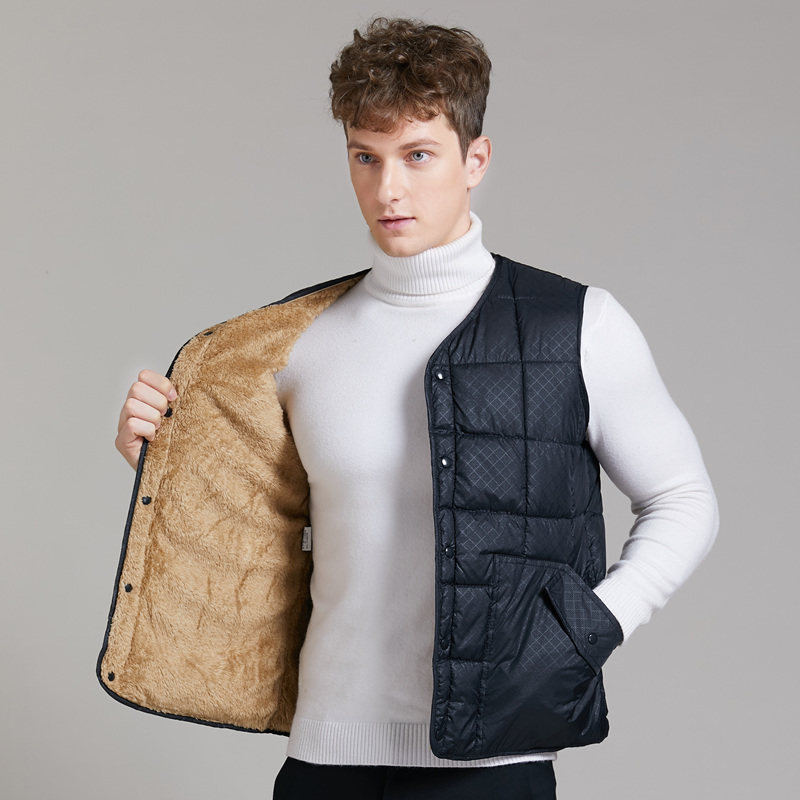 保暖轻薄羽绒棉马甲男中老年背心坎肩男士加绒加厚秋冬季夹羊羔绒