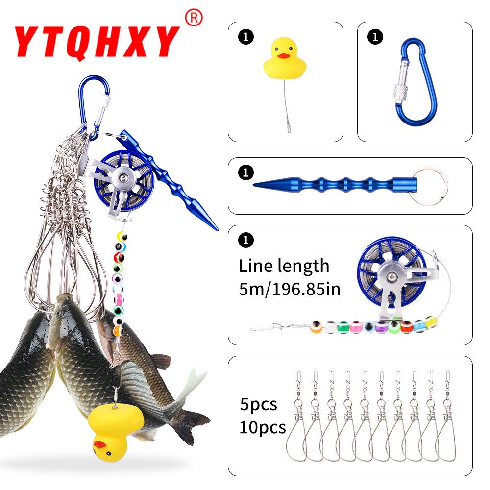 路亚鱼锁活鱼扣巨物轮式锁扣不锈钢抗拉爆钓鱼配件便携防挂拴鱼绳