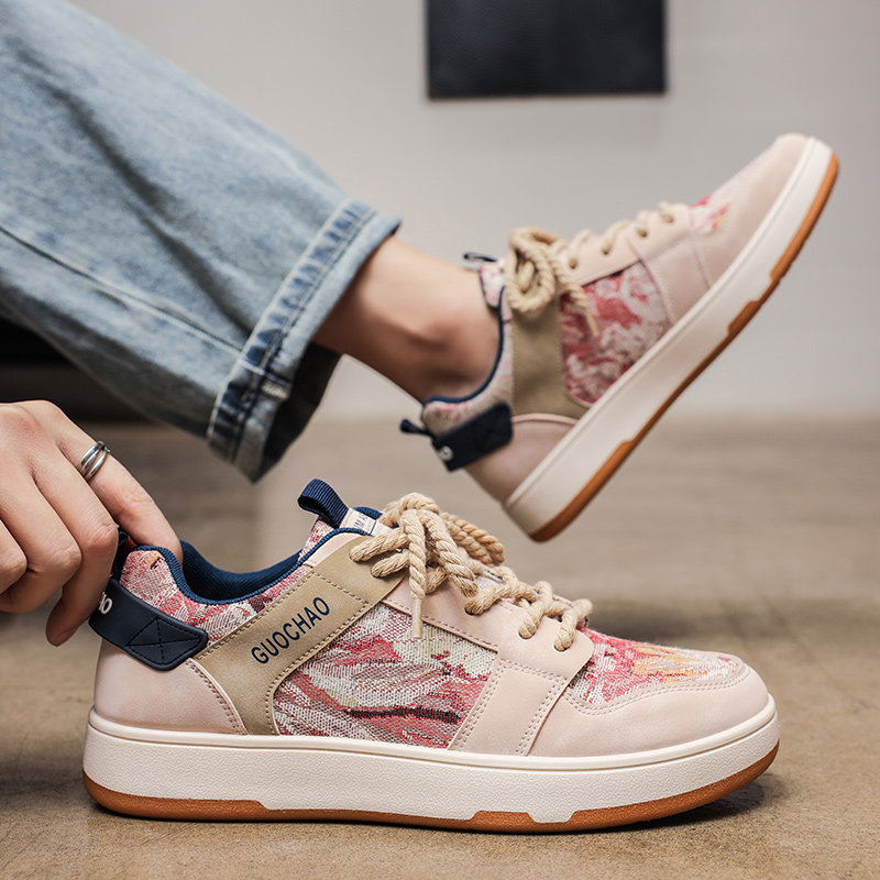 핑크 남성 신발 2024 신상 겨울 통기성 다재다능한 캐주얼 플랫 슈즈 인터넷 연예인 인기 청소년 운동화