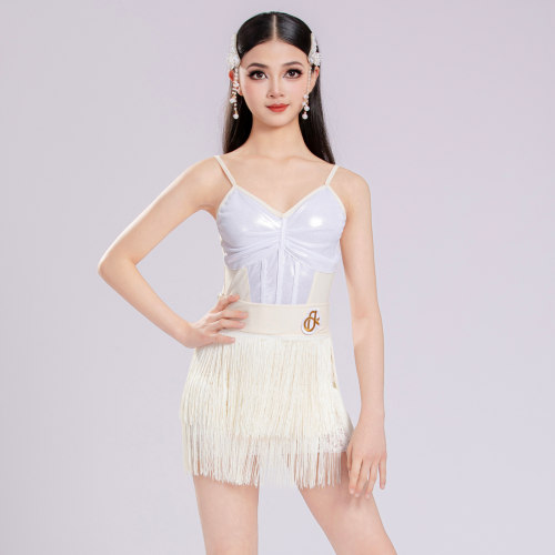 梵蒂恺春夏新款女童拉丁舞蹈服少儿练习表演分体演出服亮皮练功服