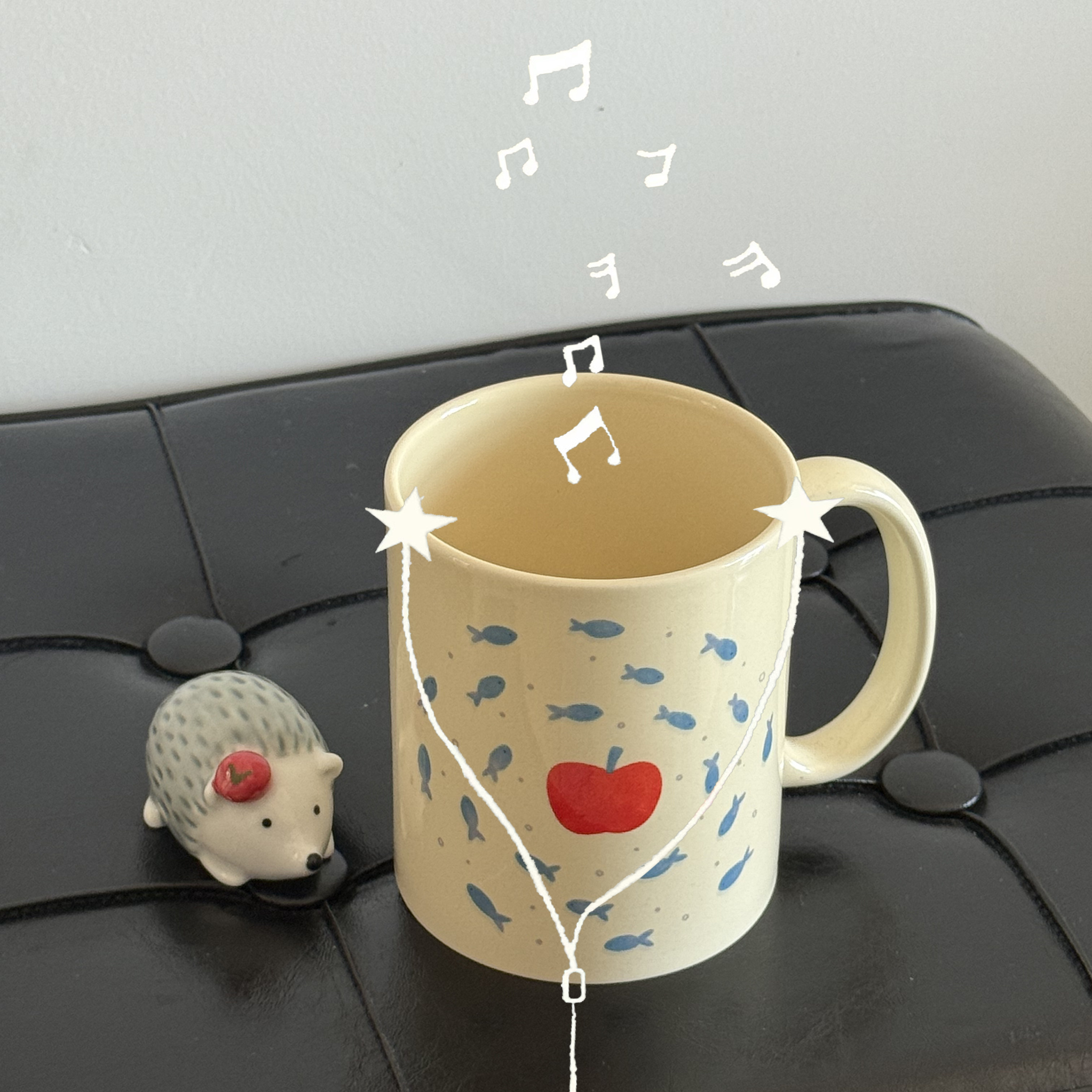 可爱卡通早餐小鱼苹果杯日系简约小众马克杯陶瓷食品级水杯卧室女