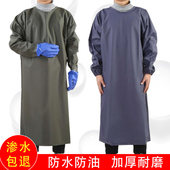 防水加厚耐磨长袖 围裙耐油PVC男加长罩衣反穿衣屠宰水产石材手套