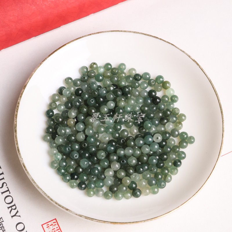 缅甸翡翠A货迷你散珠3.5mm油青小米珠diy配饰隔珠多圈手链项链款