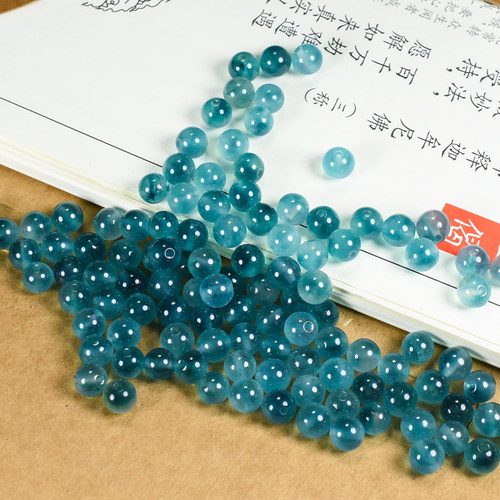 天然散珠天青冻冰蓝色玉髓珠子