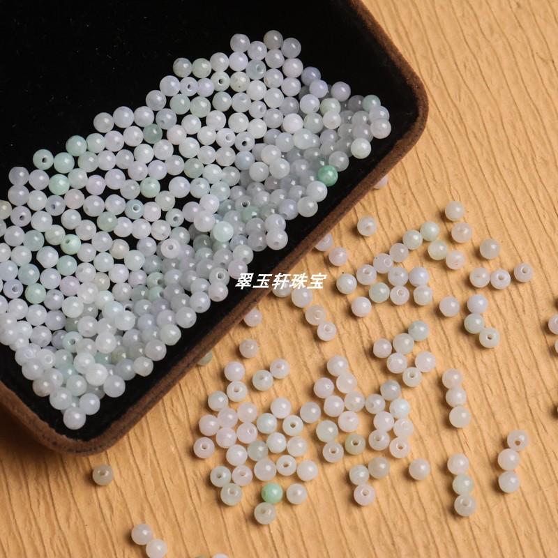 天然翡翠A货迷你散珠3.5mm绿白小米珠diy配饰隔珠多圈手链项链款