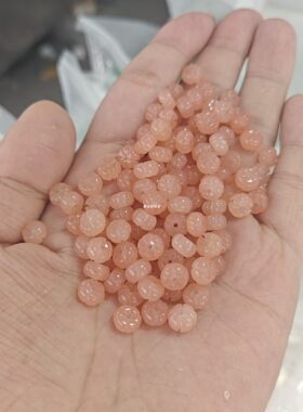 和田玉藕粉色石英岩玉南瓜散珠玉石手工diy饰品配件耳环手链配件