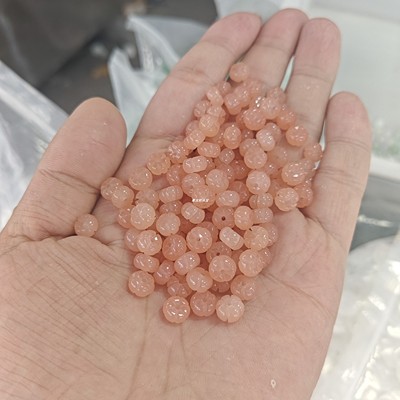 和田玉藕粉色石英岩玉南瓜散珠玉石手工diy饰品配件耳环手链配件
